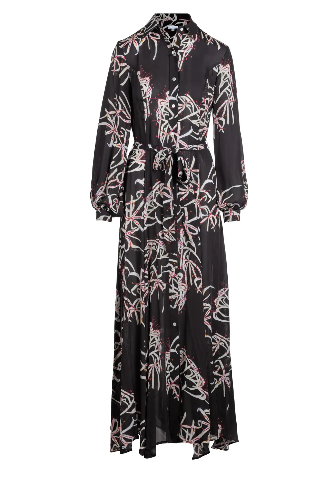 Holly Silk Shirtdress in Black Spider Lily