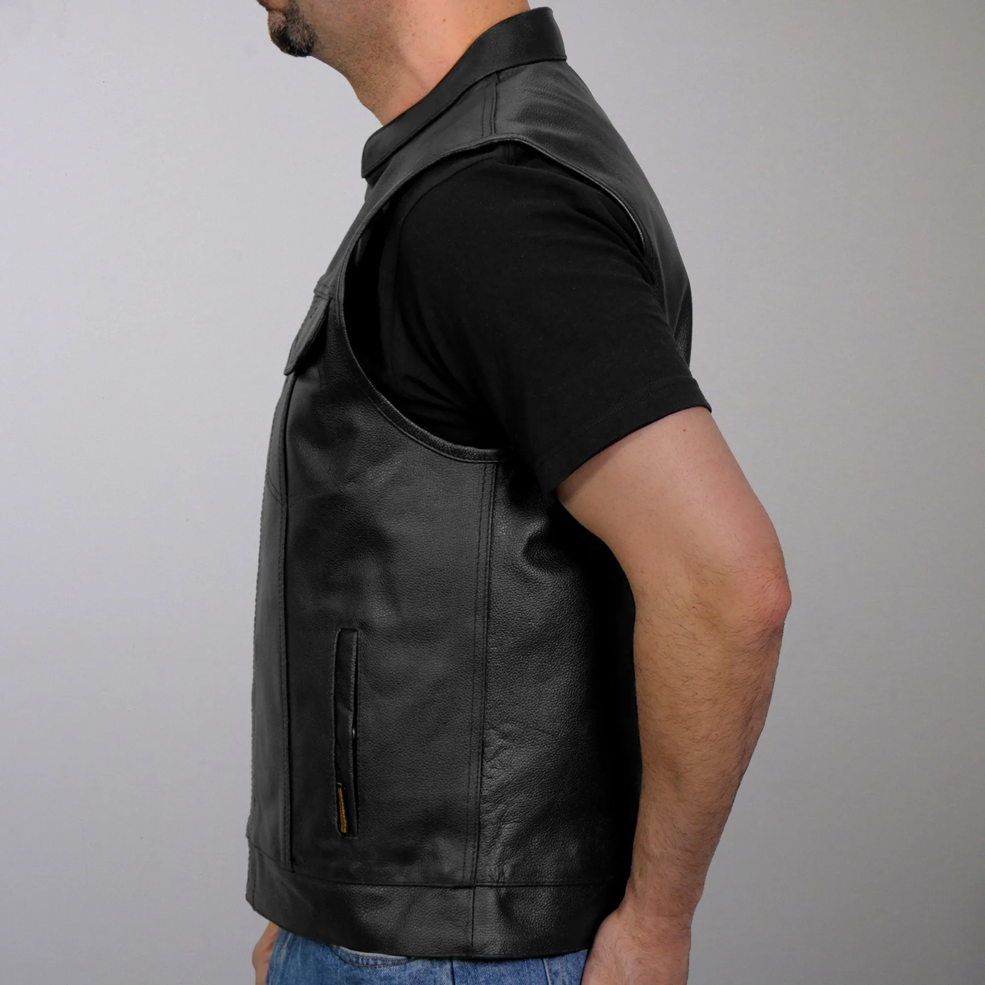 Hot Leathers VSM1039 Men's Black Motorcycle 'Conceal and Carry' Club Leather Biker Vest