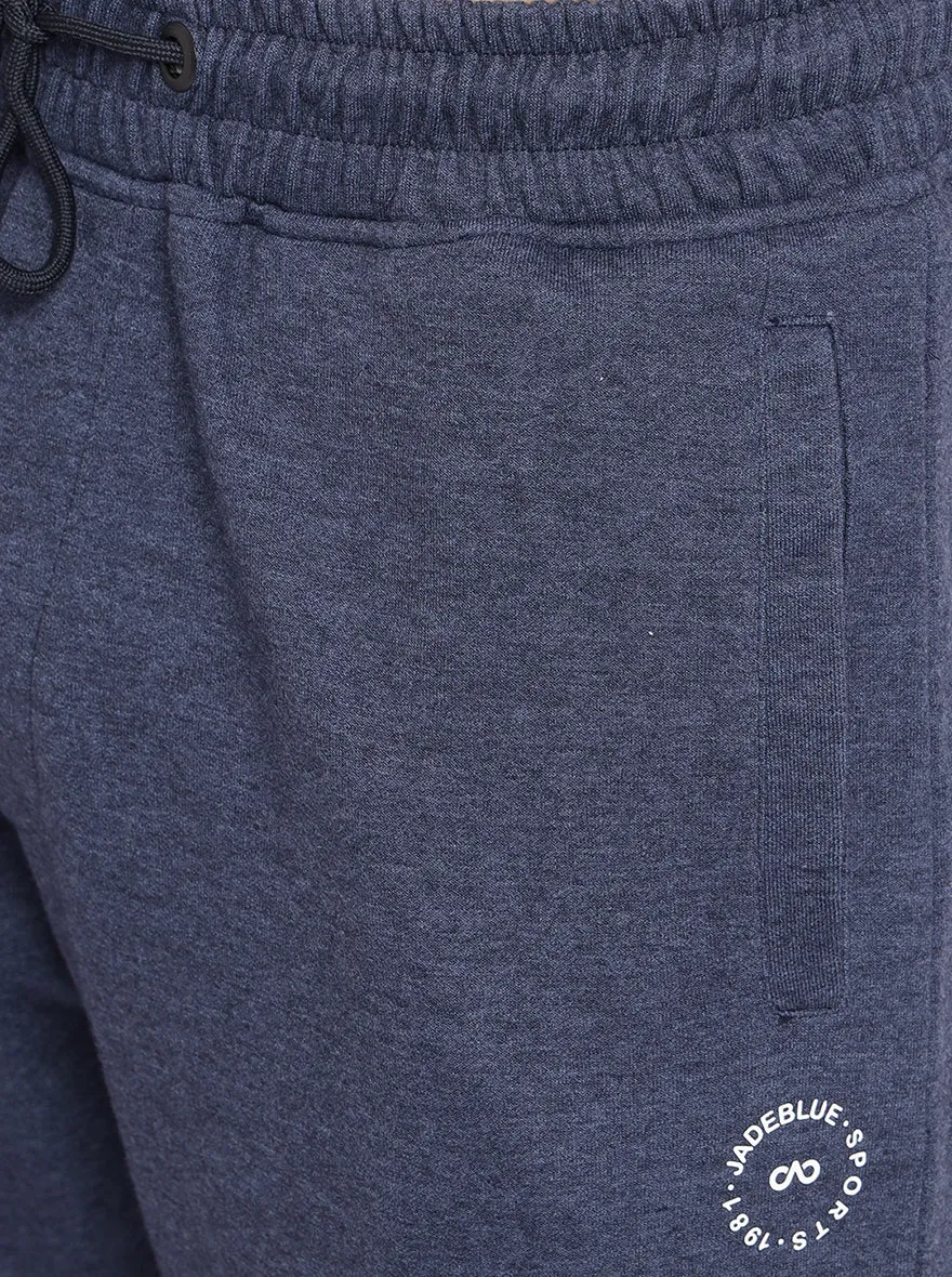 Indigo Melange Solid Regular Fit Track Pants | JadeBlue