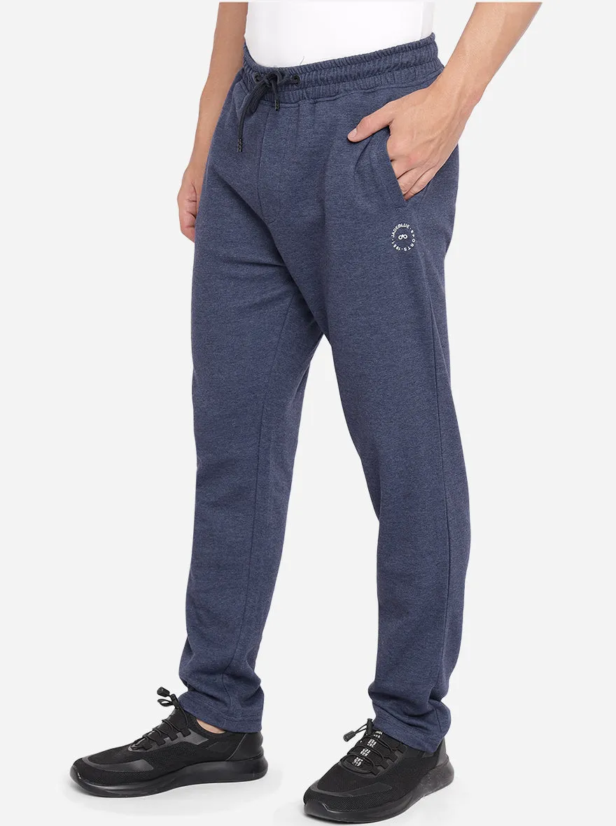 Indigo Melange Solid Regular Fit Track Pants | JadeBlue