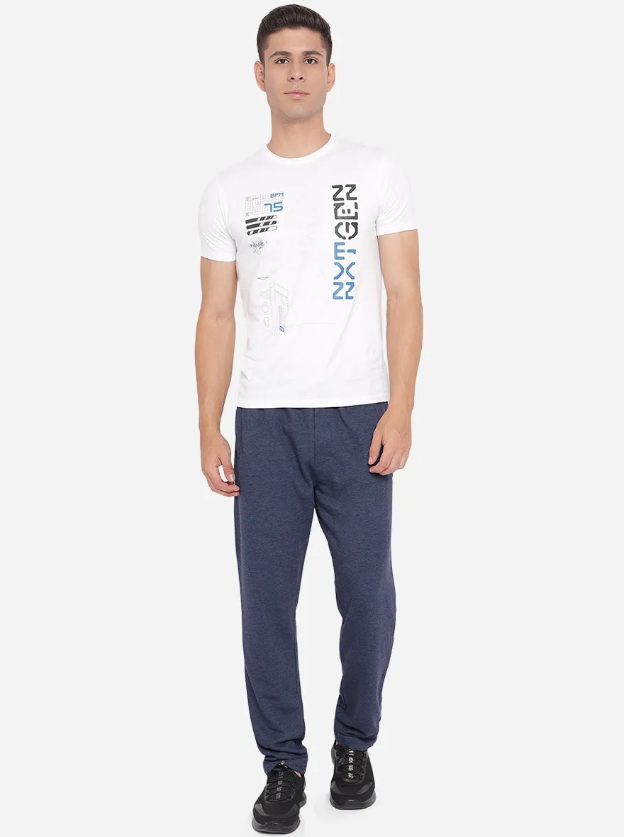 Indigo Melange Solid Regular Fit Track Pants | JadeBlue