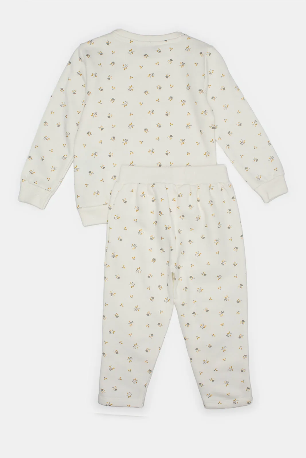 Infant Girls Ivory Bunny Printed Jogging Suit (2 Piece)