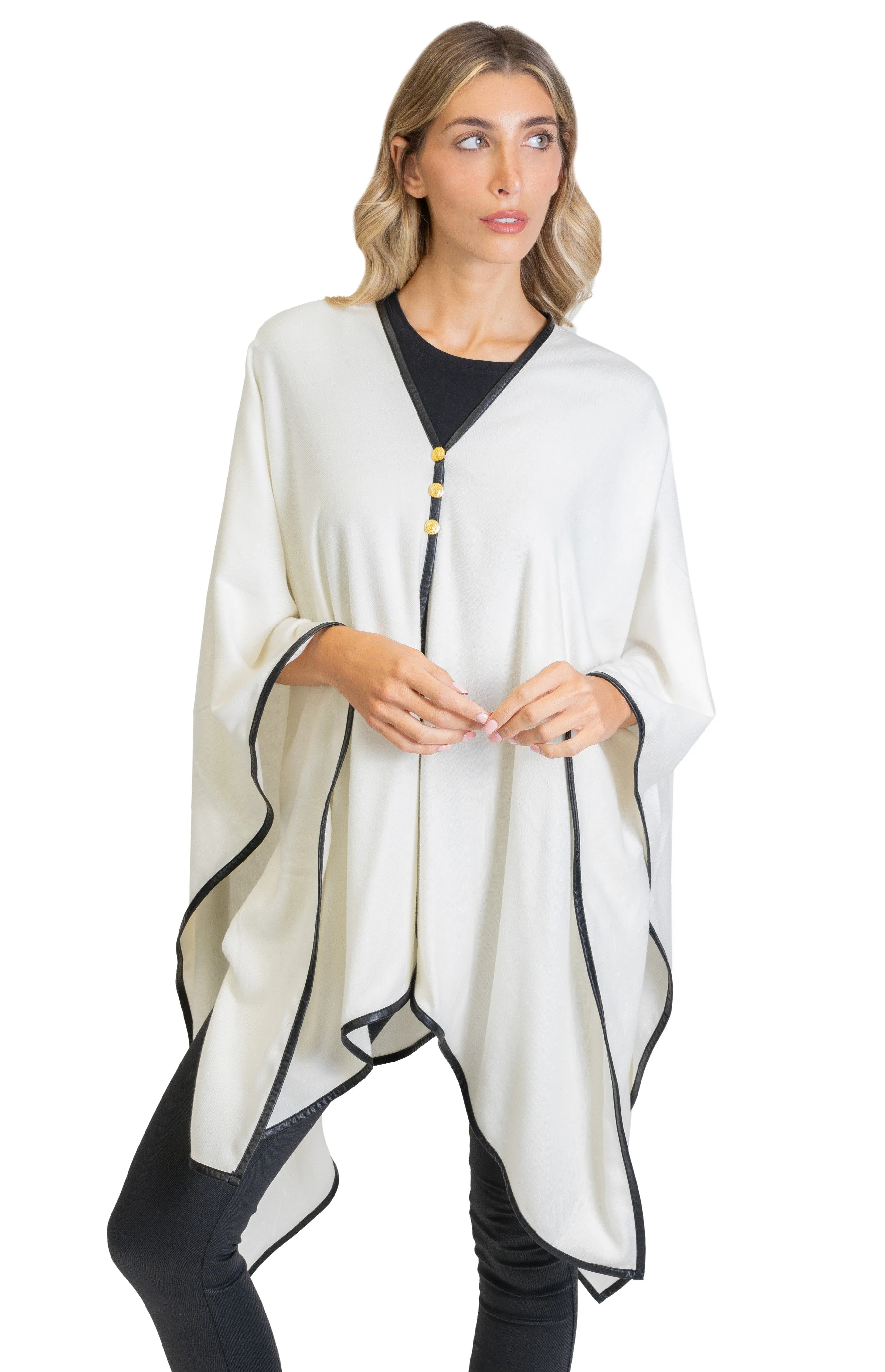 Jones New York Novelty Button Convertible Wrap Poncho (JNP310S-IV )