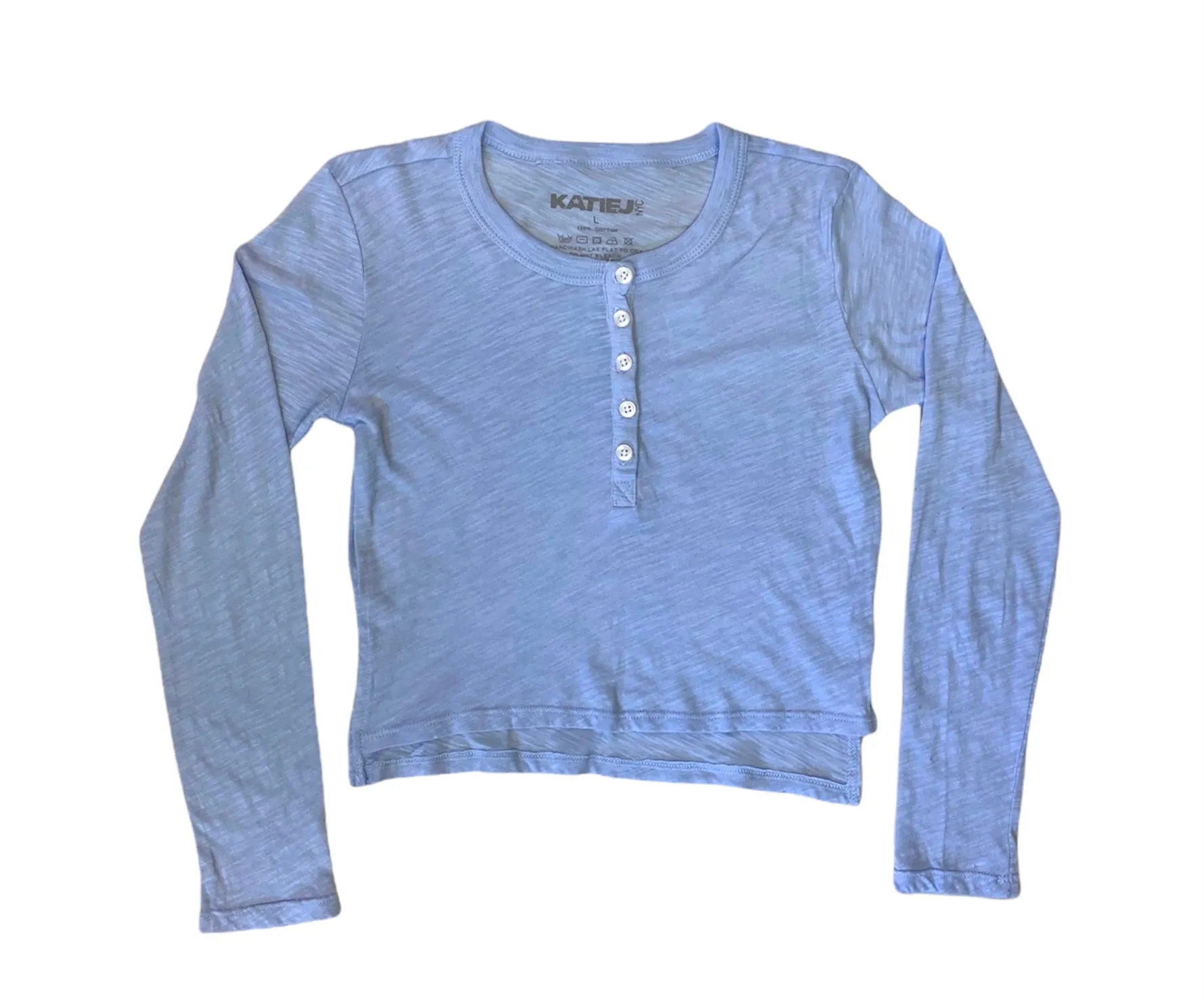 JUNIOR FEARLESS CROP LONG SLEEVE HENLEY- FINAL SALE