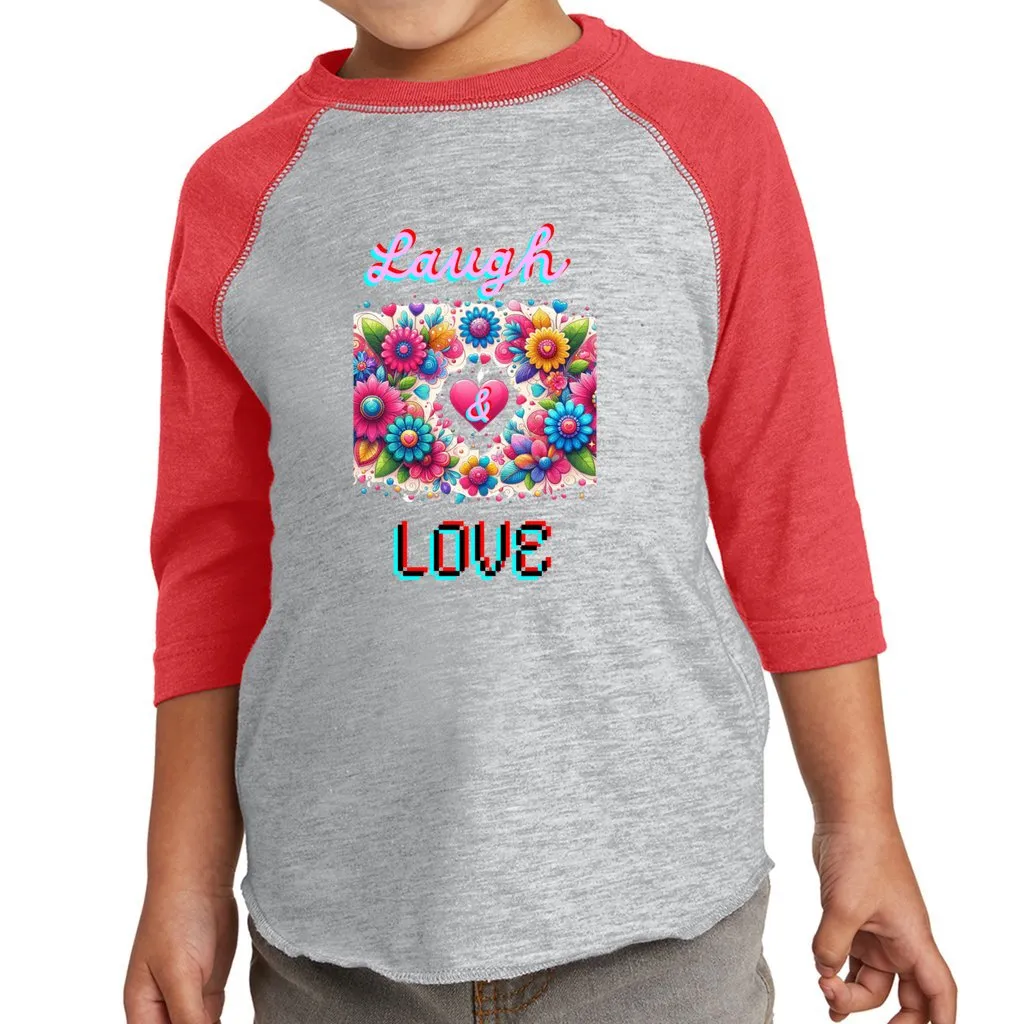 Laugh Love Toddler Girl's Baseball Jersey 3/4 Sleeve Tee