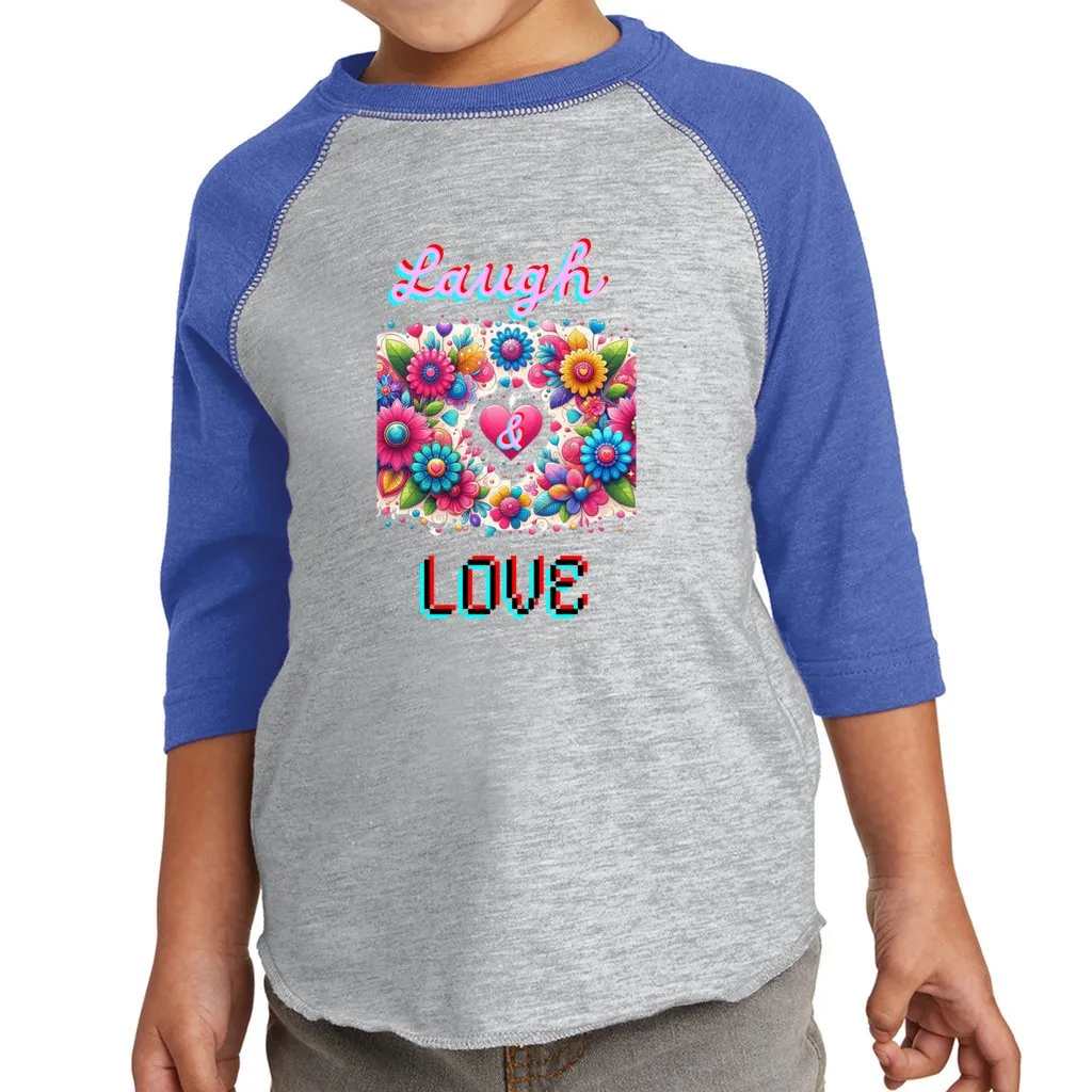 Laugh Love Toddler Girl's Baseball Jersey 3/4 Sleeve Tee