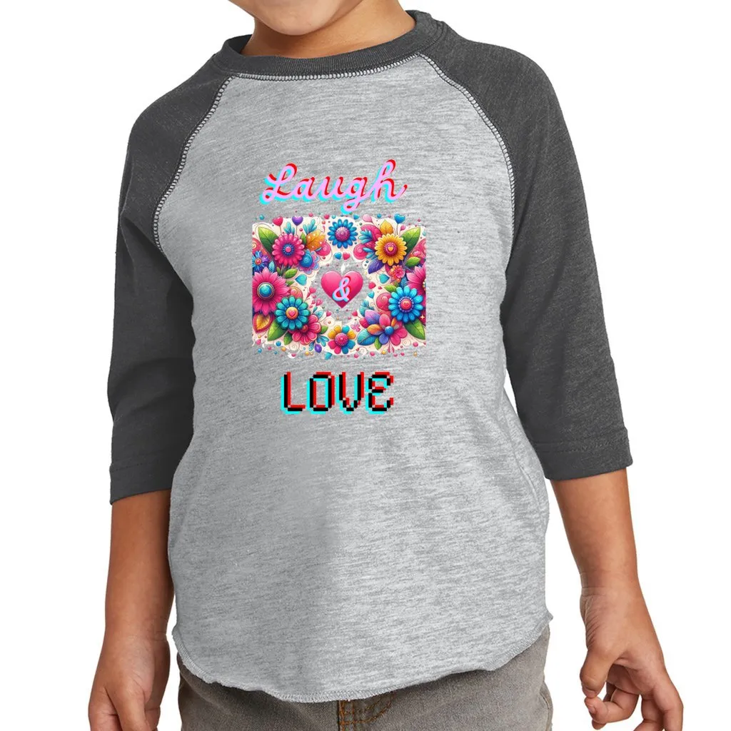 Laugh Love Toddler Girl's Baseball Jersey 3/4 Sleeve Tee