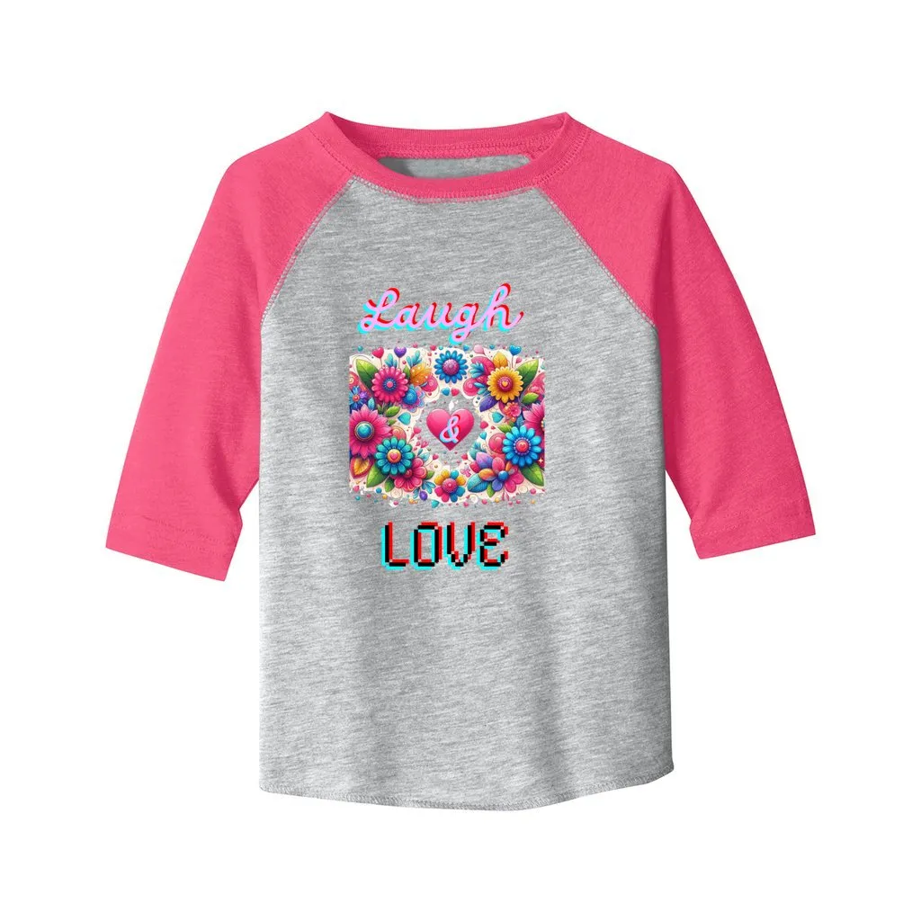 Laugh Love Toddler Girl's Baseball Jersey 3/4 Sleeve Tee