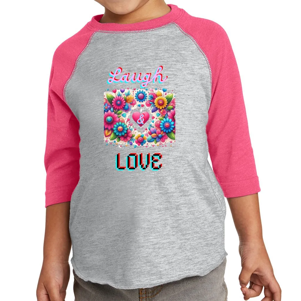 Laugh Love Toddler Girl's Baseball Jersey 3/4 Sleeve Tee