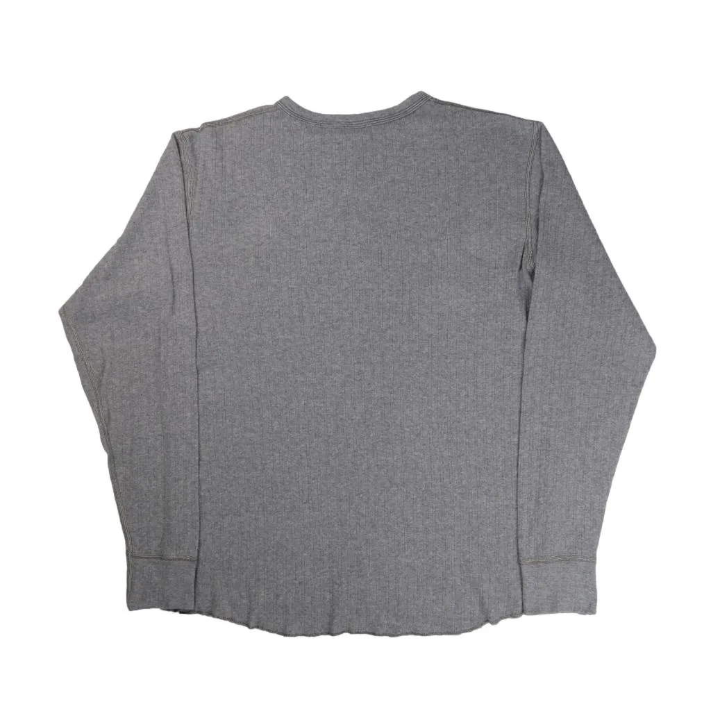 Loop & Weft Smooth Drop Needle Rib Knit L/S Henley (Gray)