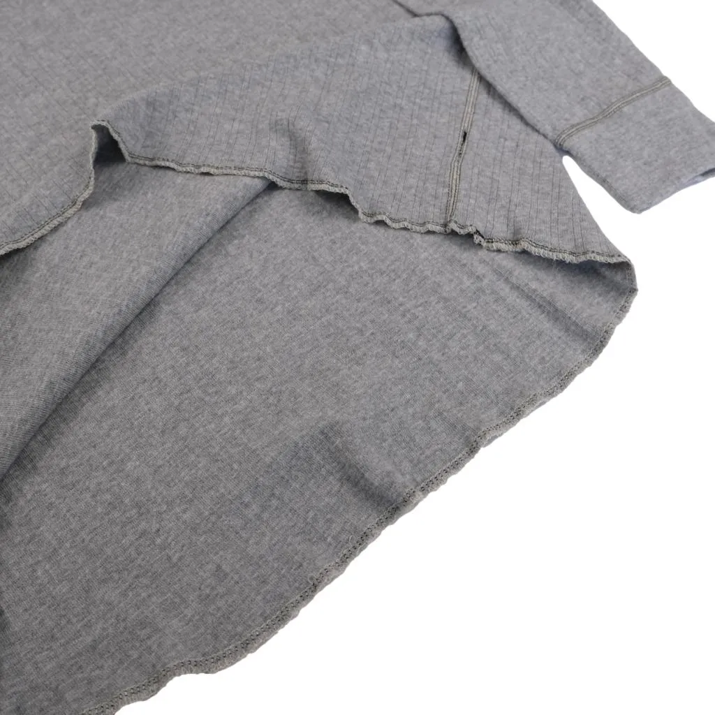 Loop & Weft Smooth Drop Needle Rib Knit L/S Henley (Gray)