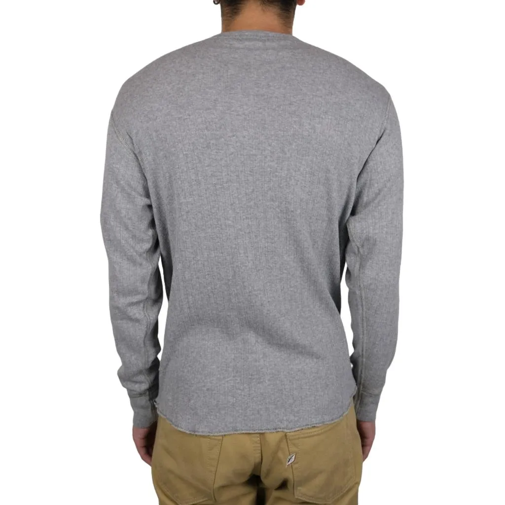 Loop & Weft Smooth Drop Needle Rib Knit L/S Henley (Gray)