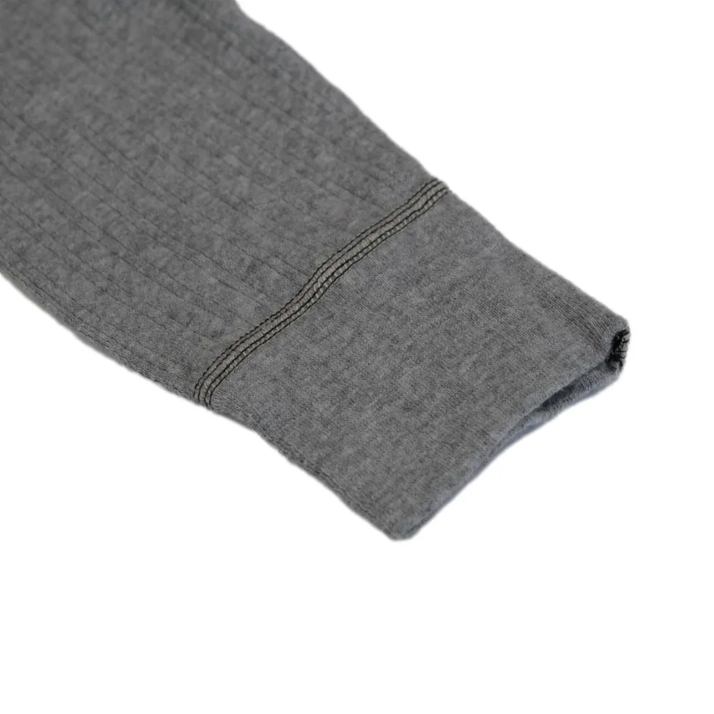 Loop & Weft Smooth Drop Needle Rib Knit L/S Henley (Gray)