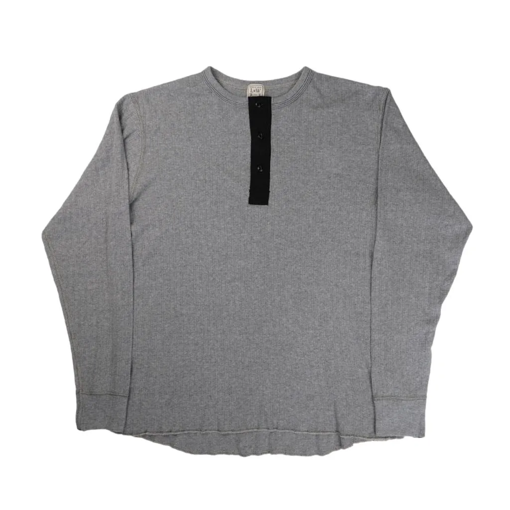 Loop & Weft Smooth Drop Needle Rib Knit L/S Henley (Gray)