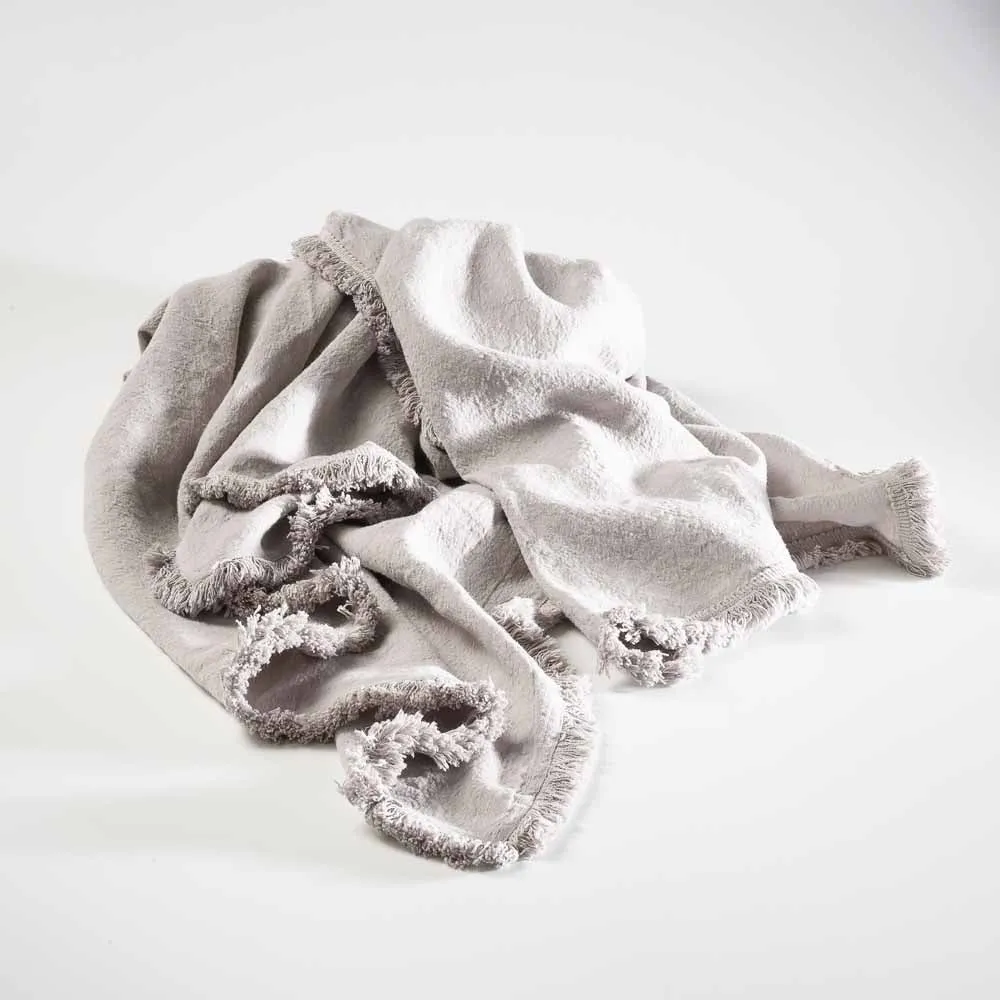 Luca® Boho Linen Throw - Silver Grey