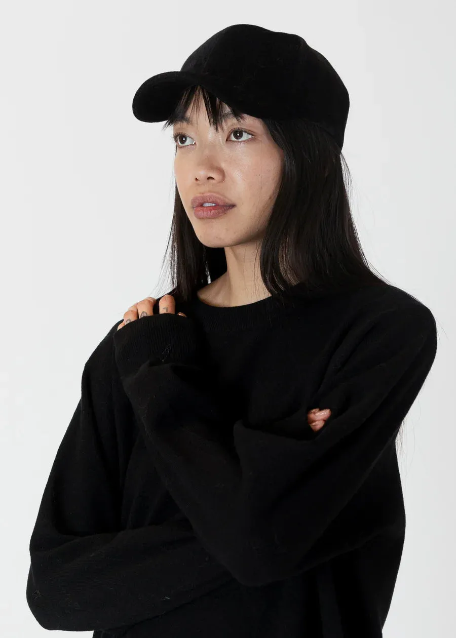 Lyla & Luxe Felt Baseball Cap Black