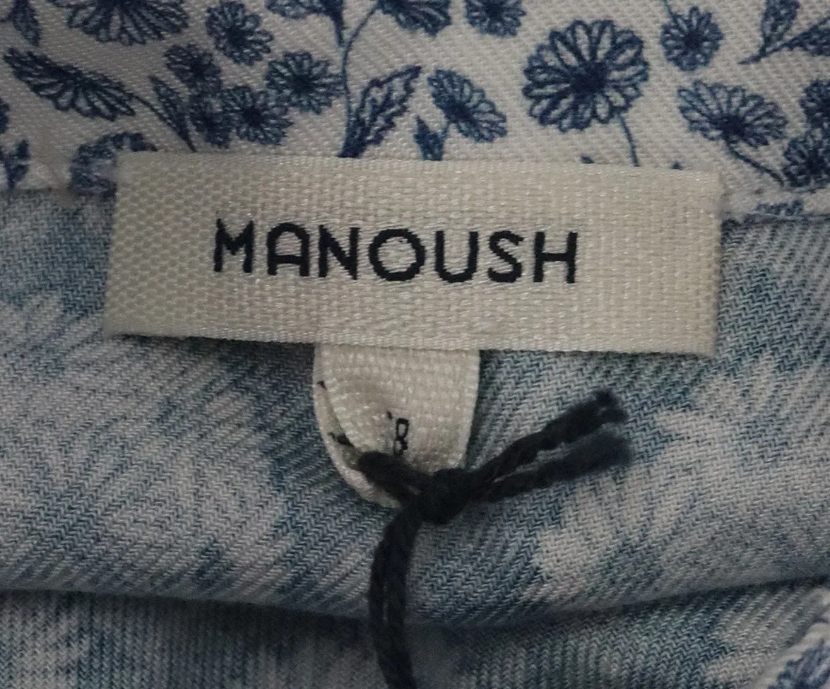 Manoush Blue & White Floral Print Blouse sz 4