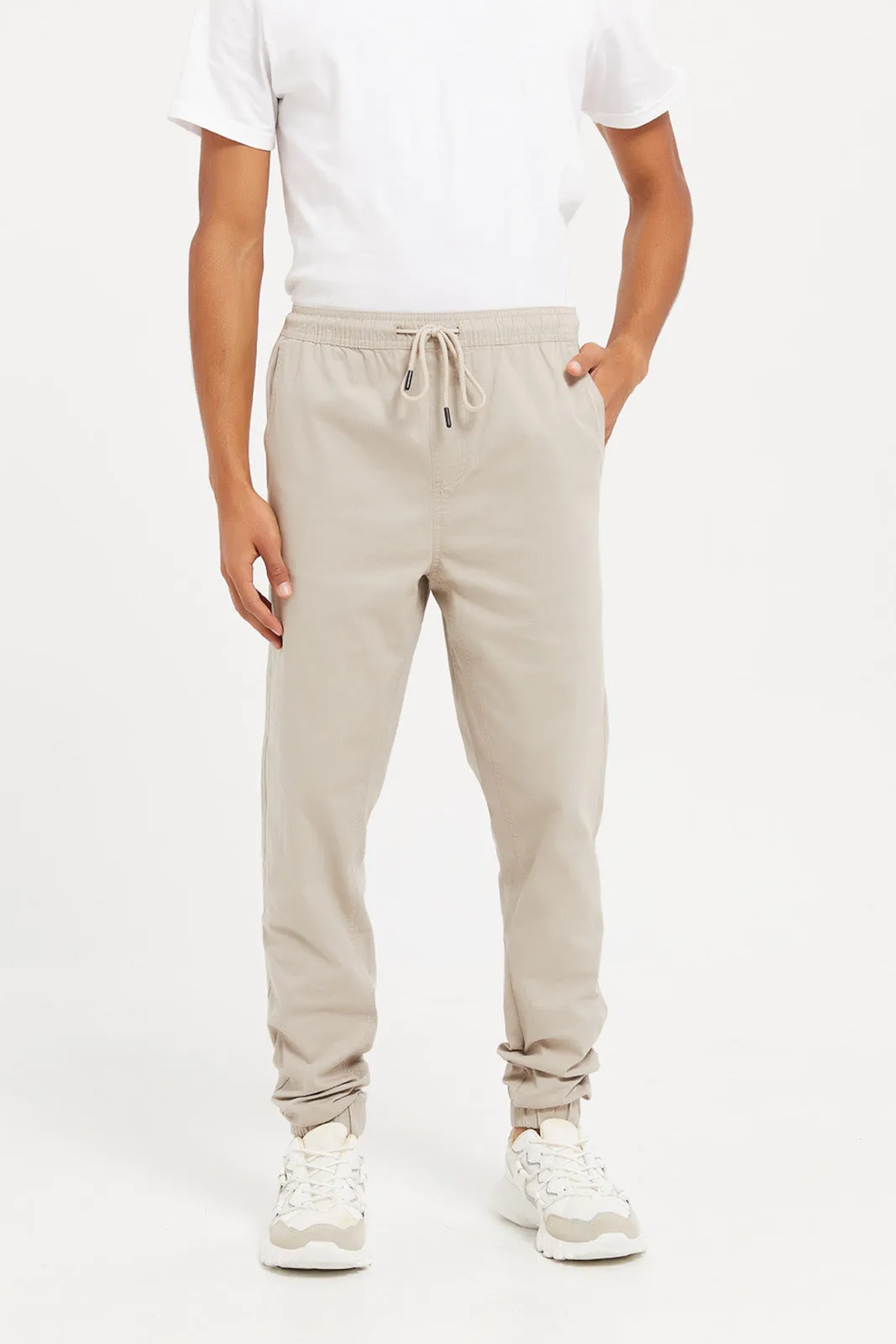 Men Beige Jogger Pants