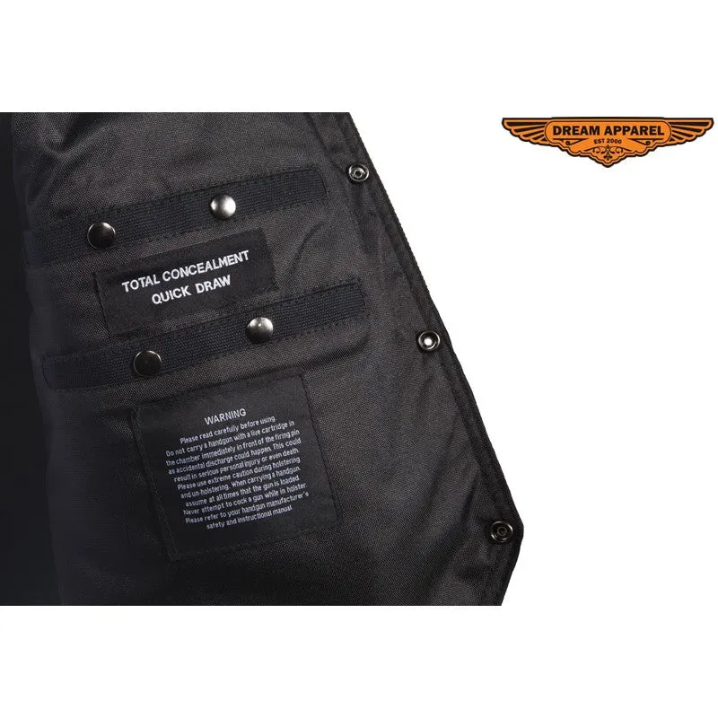 Mens Black Canvas Motorcycle Vest