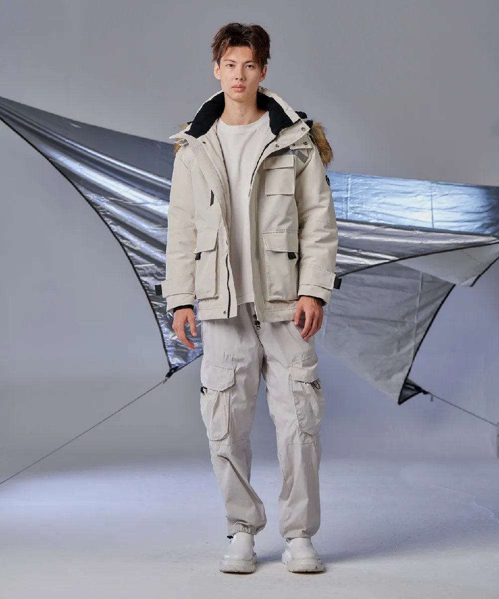 Men's Blanc Down Jacket with Reflective Velcro tape