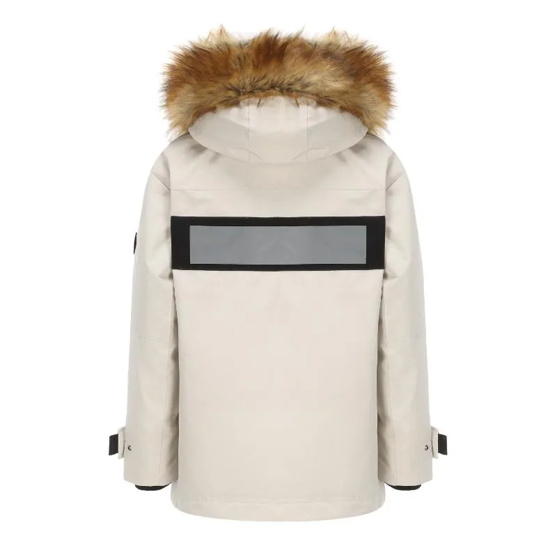 Men's Blanc Down Jacket with Reflective Velcro tape