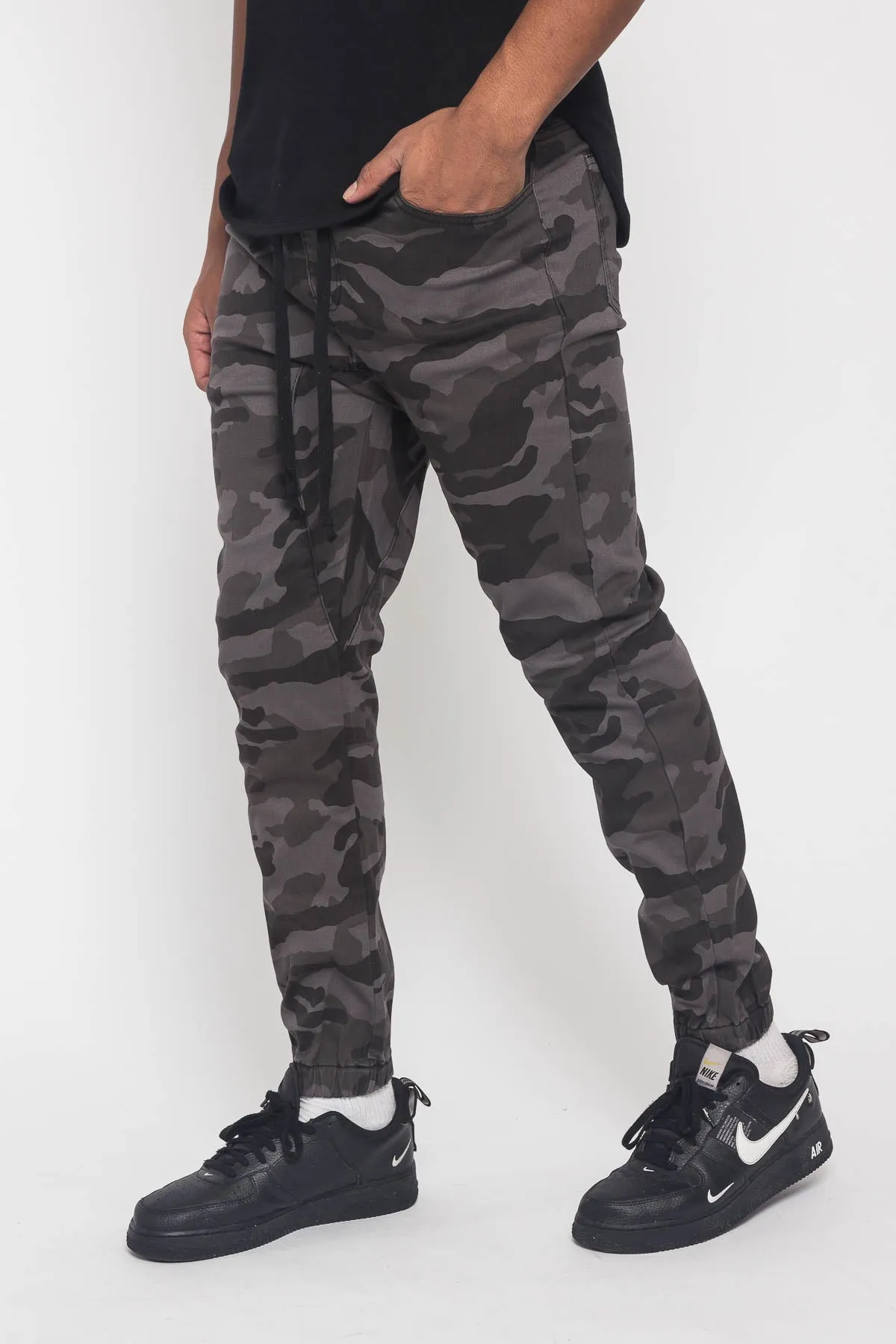 Men's Jogger Twill Pants (Black Camo)