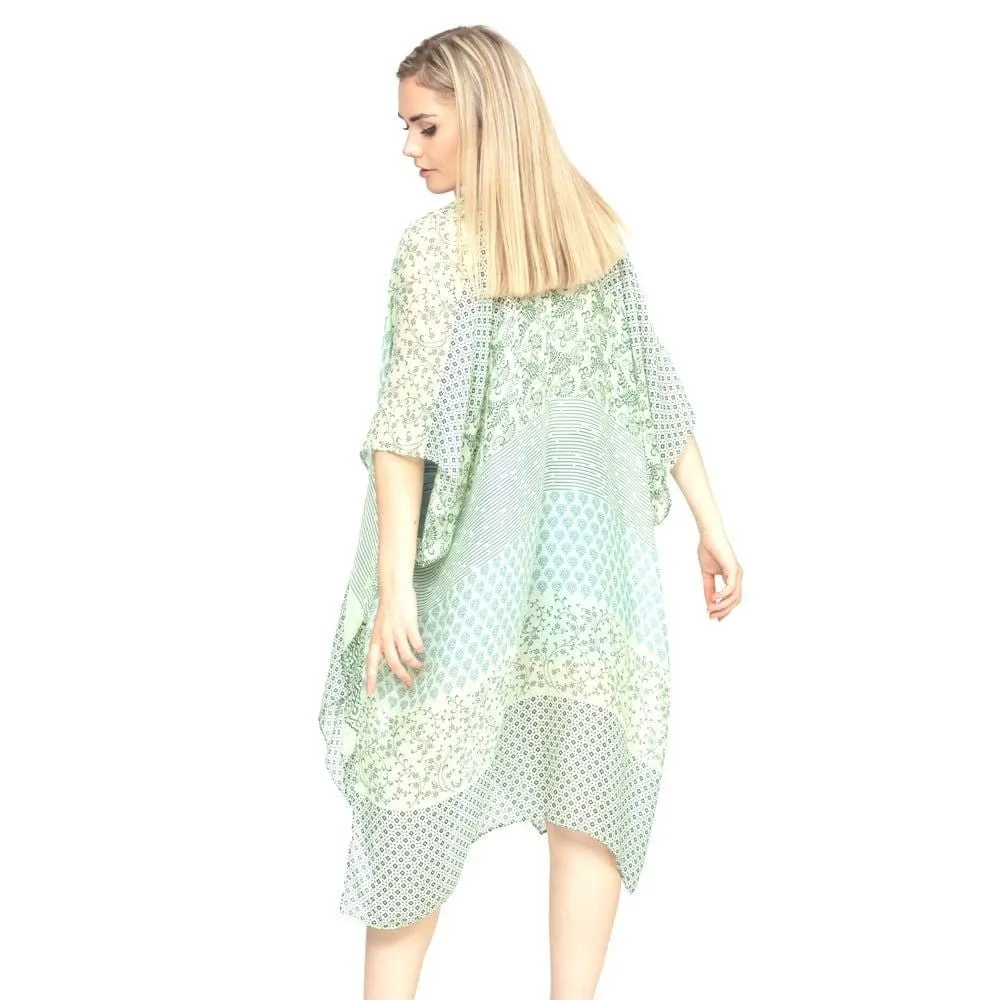 MS0174 Multi Pattern Bohemian Print Summer Beach Kimono