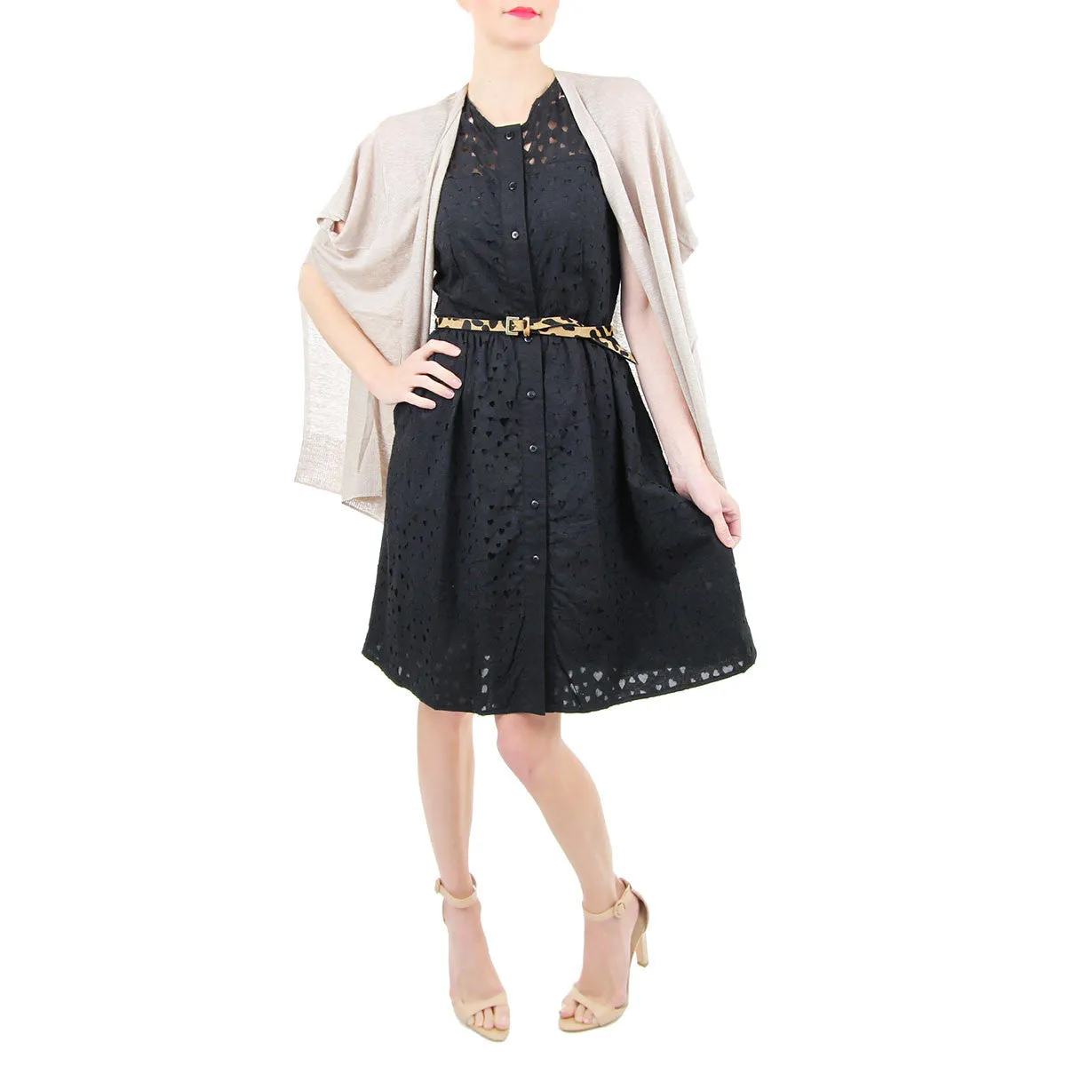 Murray Shirtdress in Black Heart Cutout Cotton