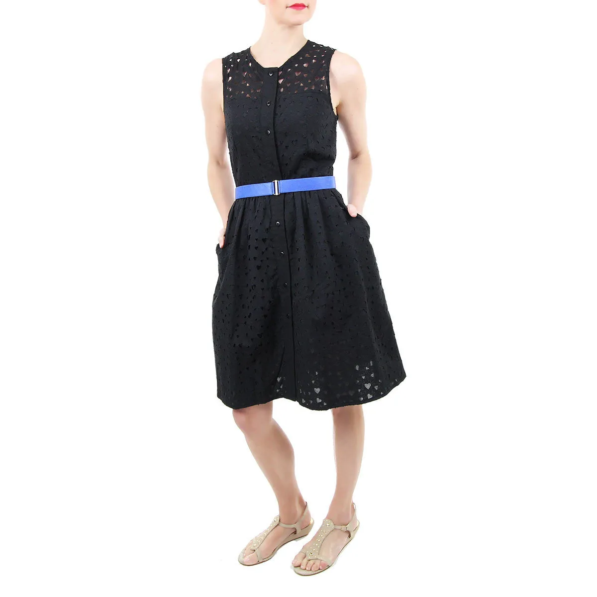 Murray Shirtdress in Black Heart Cutout Cotton