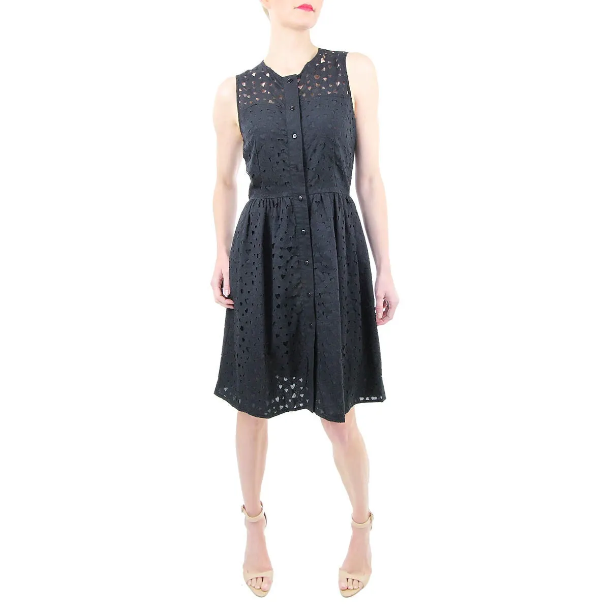 Murray Shirtdress in Black Heart Cutout Cotton