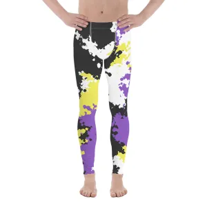 Nonbinary Enby Pride Men's Leggings Yoga Pants in Camouflage