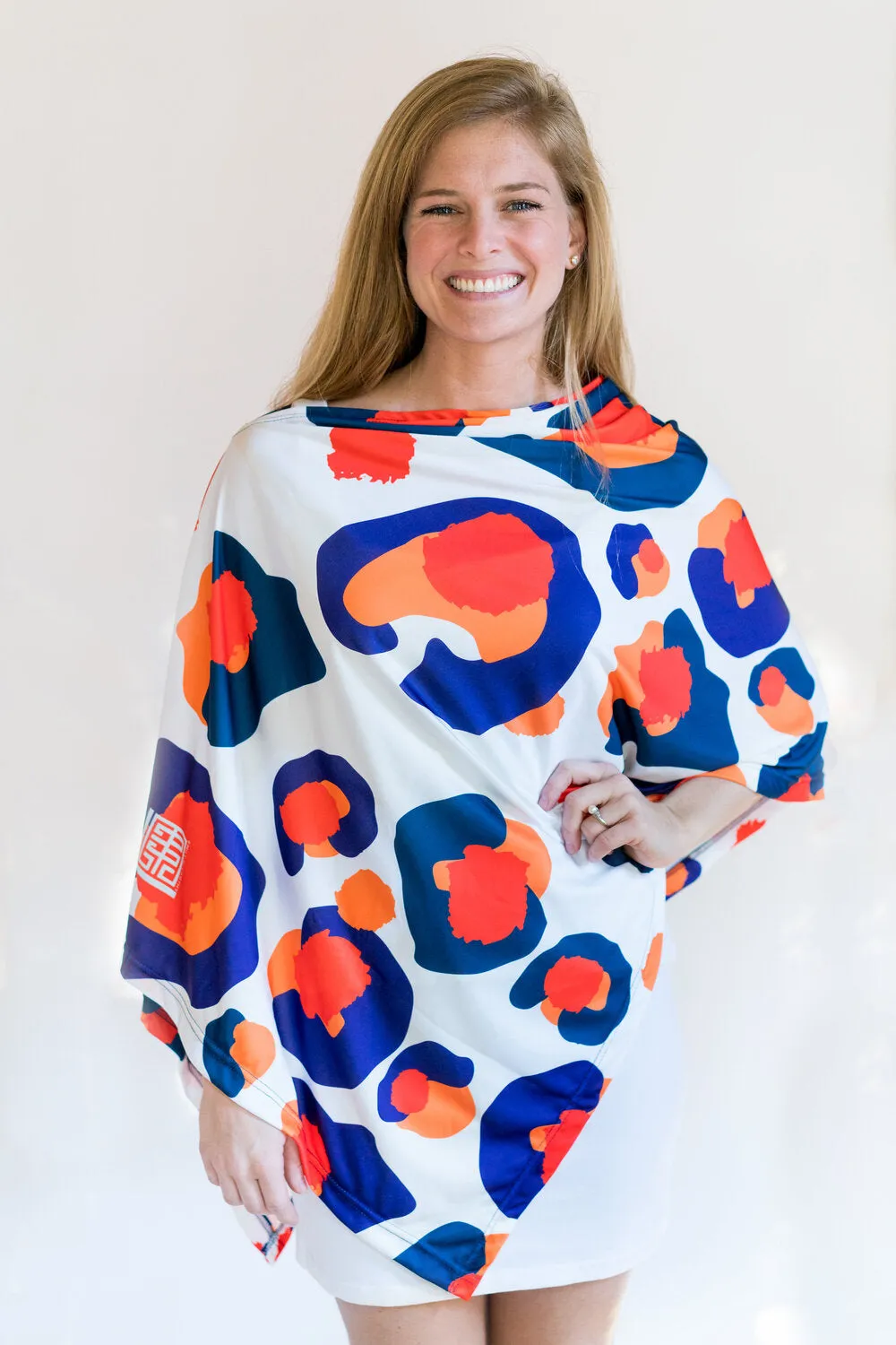 Orange Gameday Cheetah Poncho