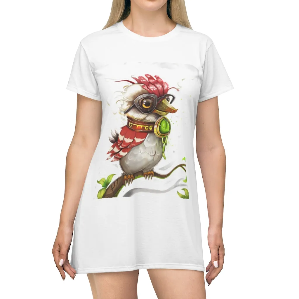 Pete the Sweet Little Bird All Over Print T-Shirt Dress