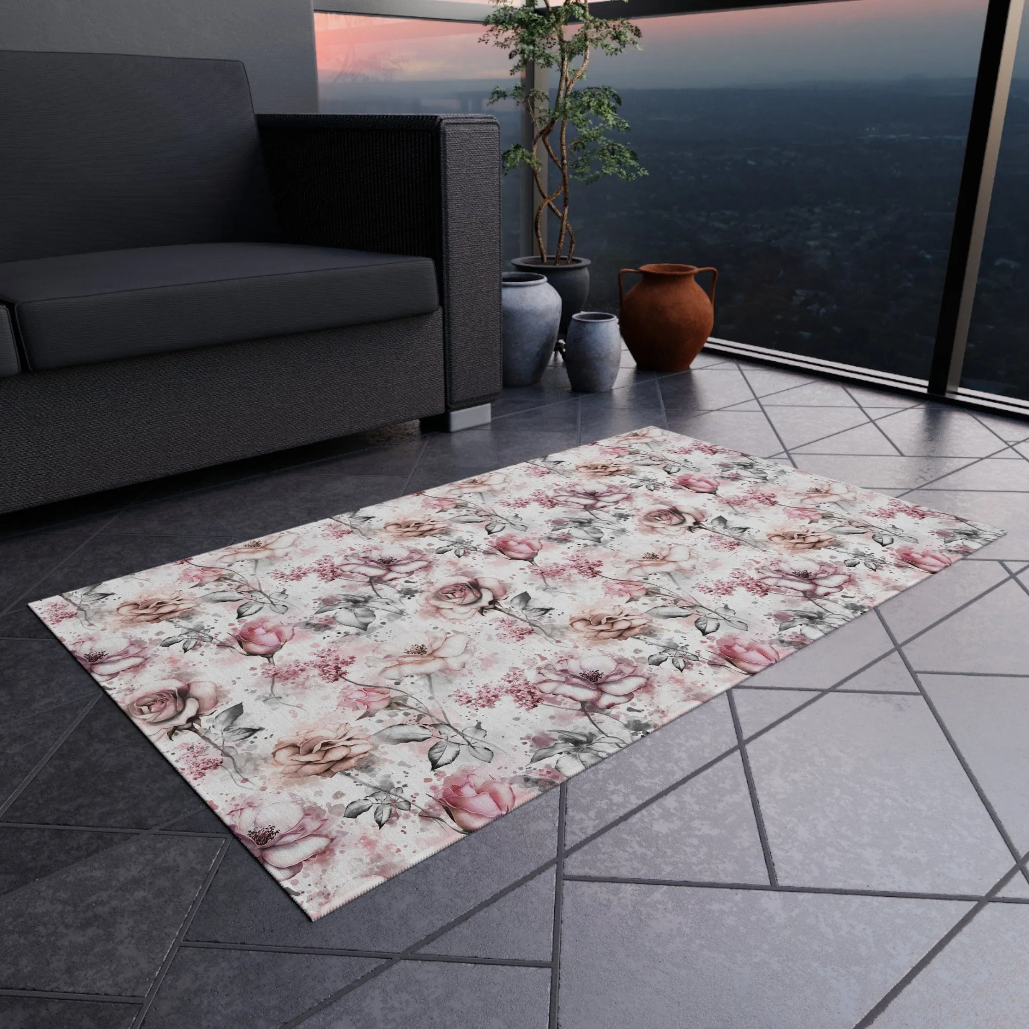 Pink Flower Rug