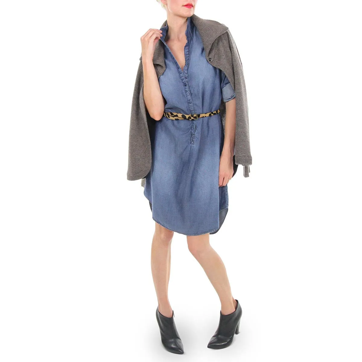 Placket Shirtdress - Dark Vintage Wash