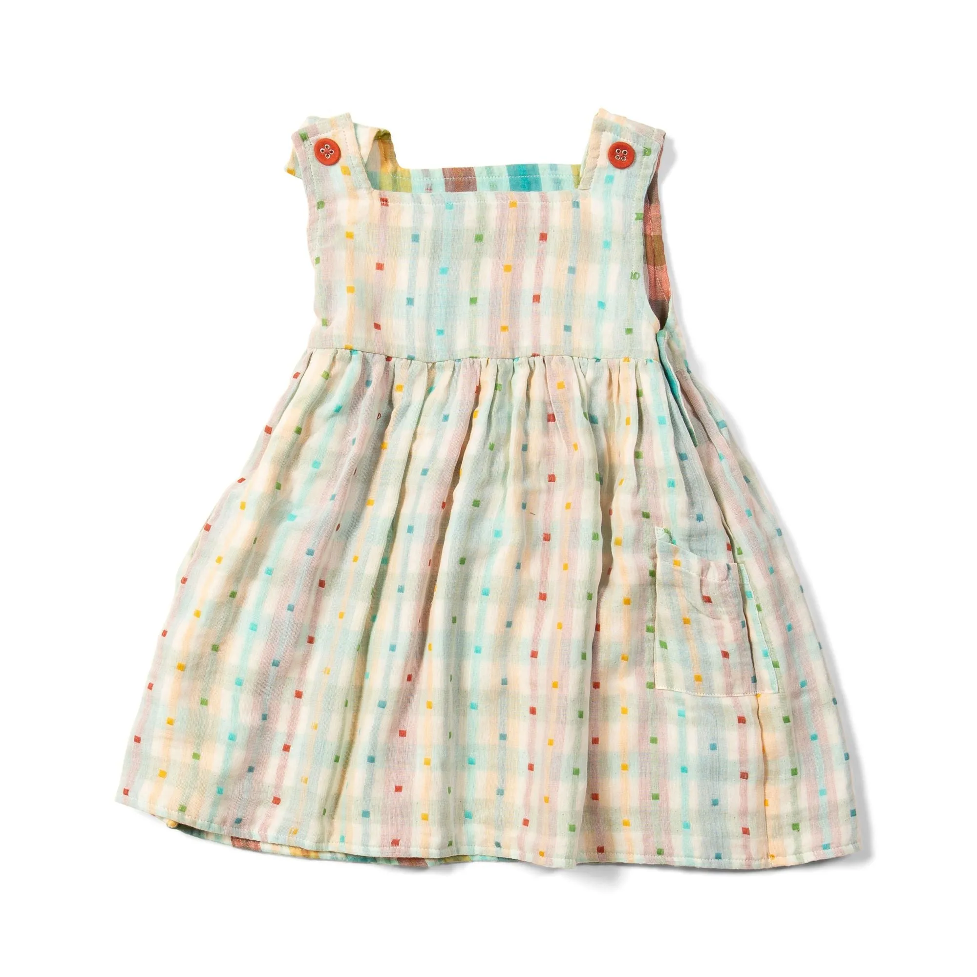 Rainbow Check Reversible Pinny Dress