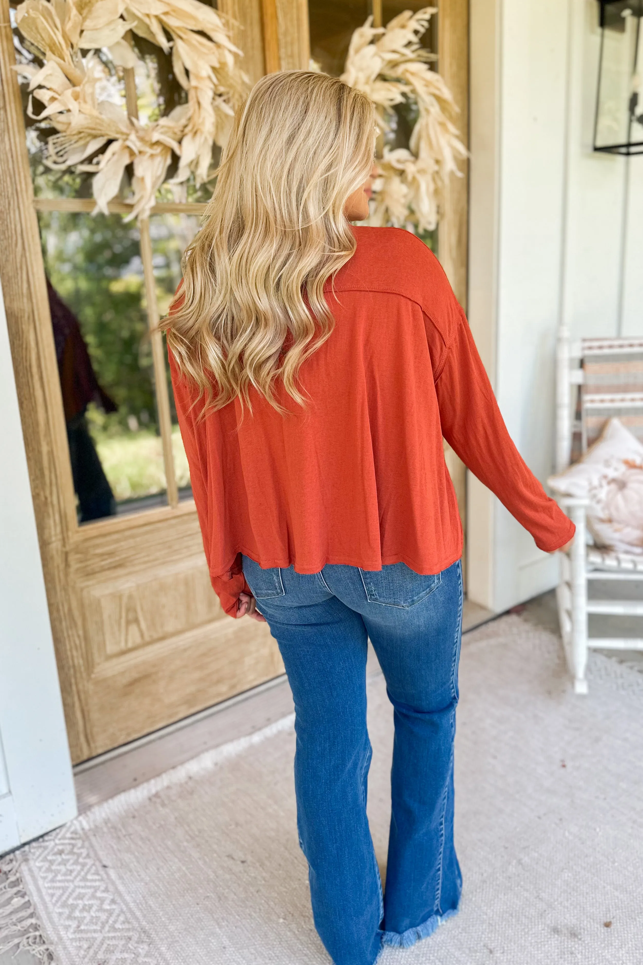 Rusty Loose Fit Henley Long Sleeve Top *FINAL SALE*