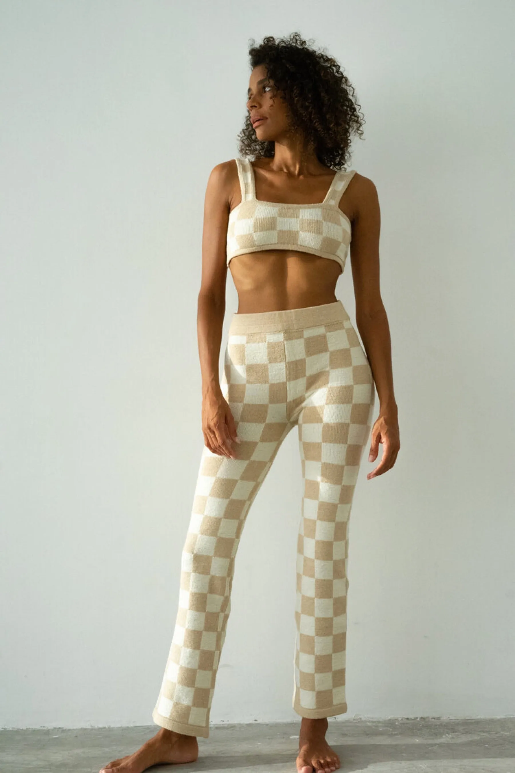 Sand Checkered Pant