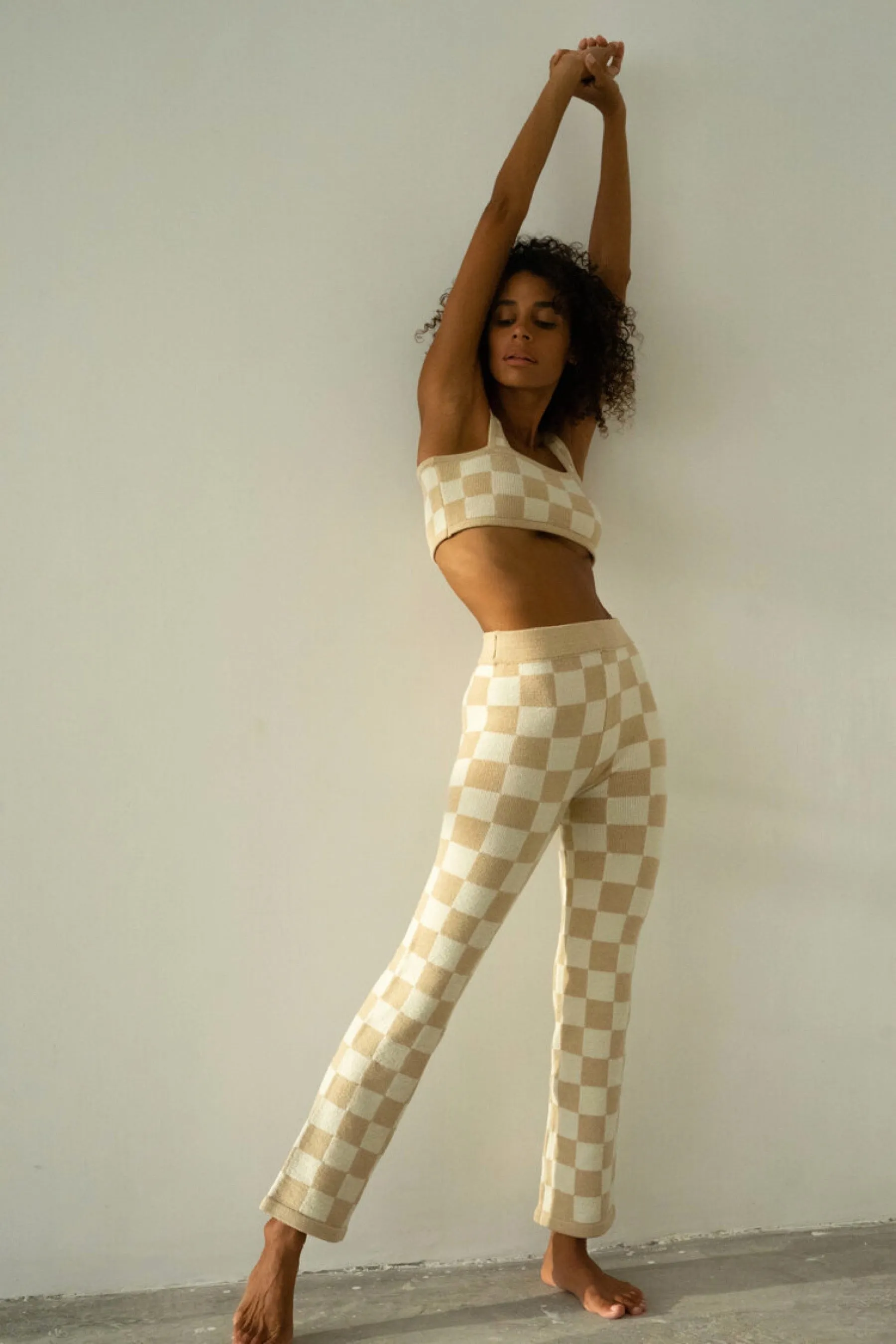 Sand Checkered Pant