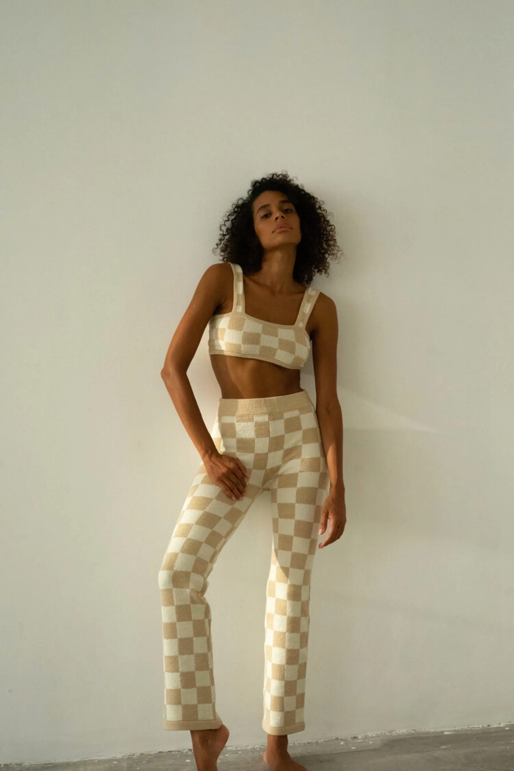 Sand Checkered Pant