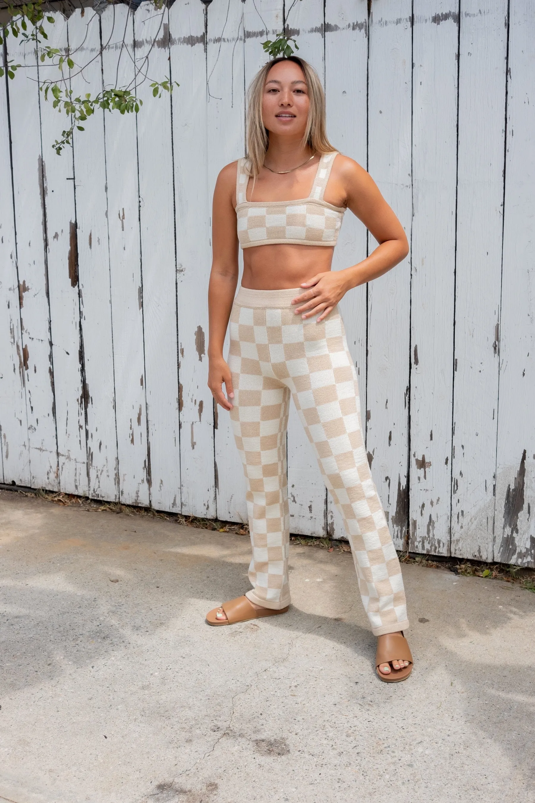 Sand Checkered Pant