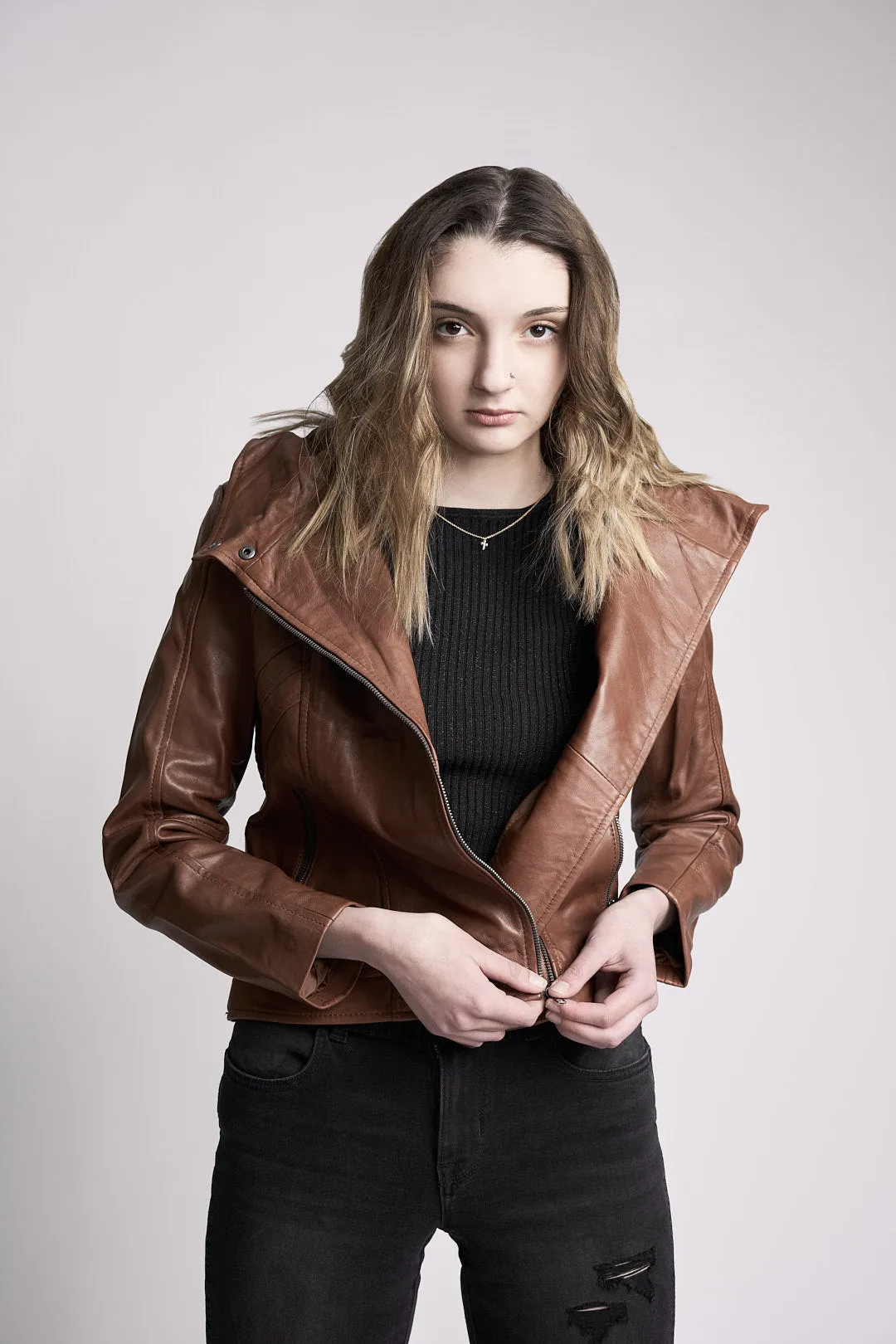 Sassy High Fashion Womens Hooded Leather Jacket