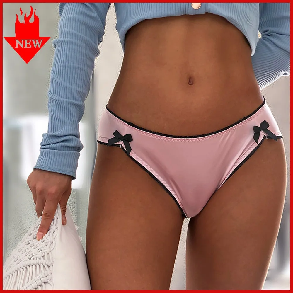 Sexy Cotton Yoga Briefs Solid Bow Panties Underwear Seamless Comfort Intimates Lingerie Ladies Low Waist Sports Underpants