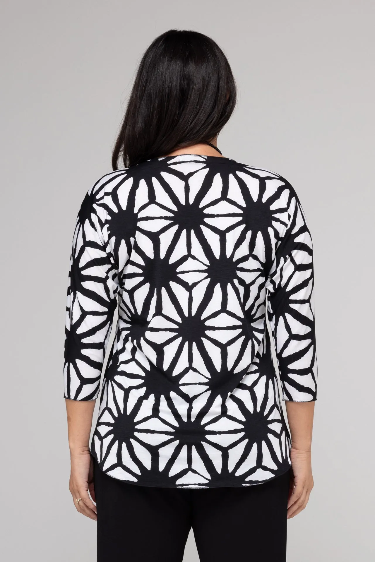 Shatter Print 3/4 Sleeve Jersey Top