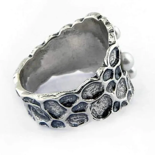 Silver ring for women, pearls silver rings for women