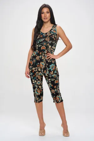 Stretchy Tank Capri Pant Set Print-9002BN-TRP1-W434