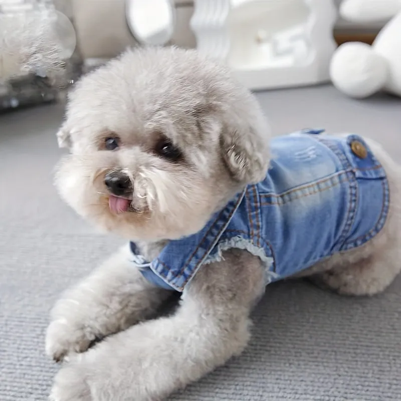 Stylish Denim Sleeveless Vest SpringAutumn Clothing for Small Dogs