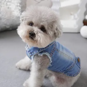 Stylish Denim Sleeveless Vest SpringAutumn Clothing for Small Dogs