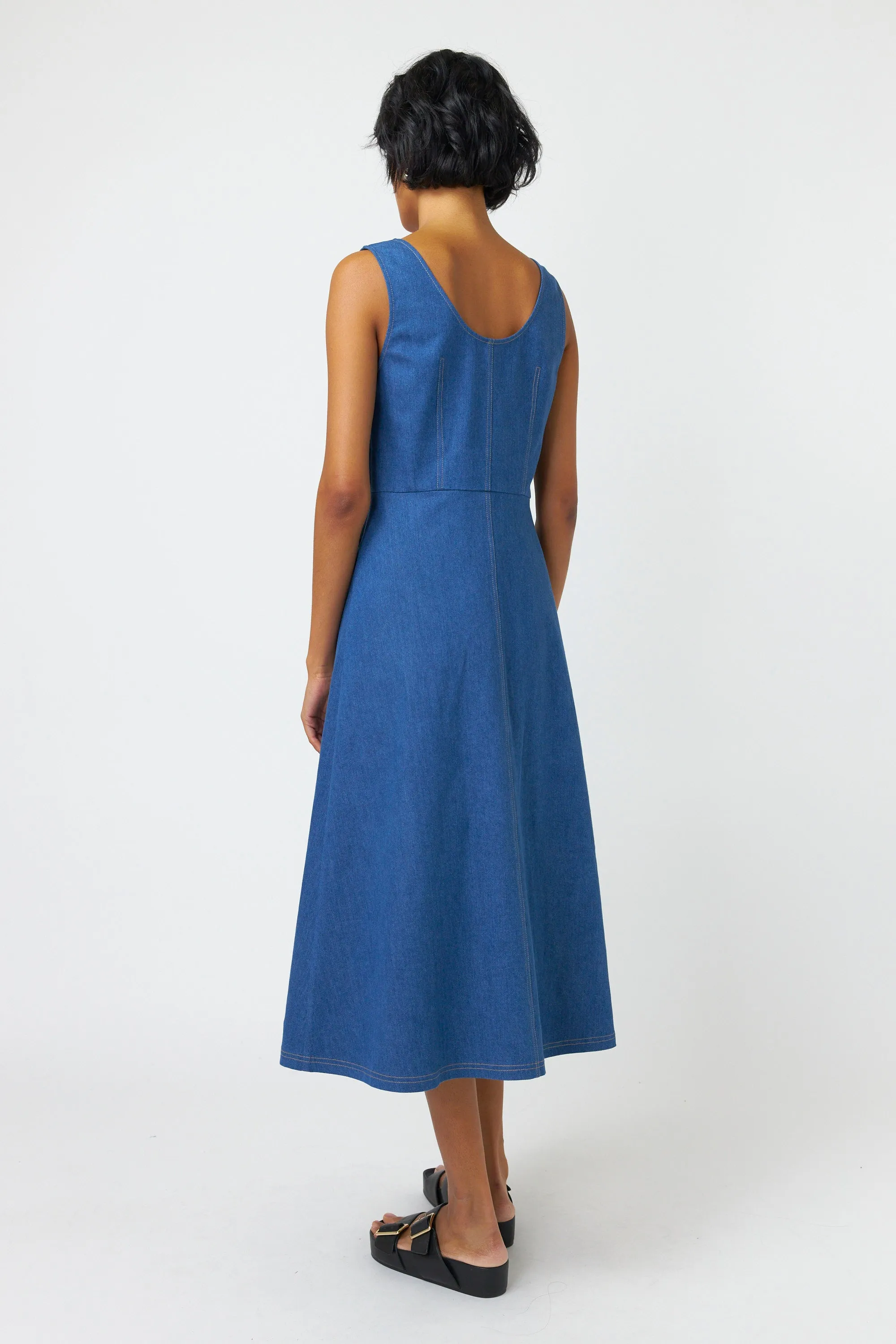 Sylvester Denim Dress - Mid Blue Indigo