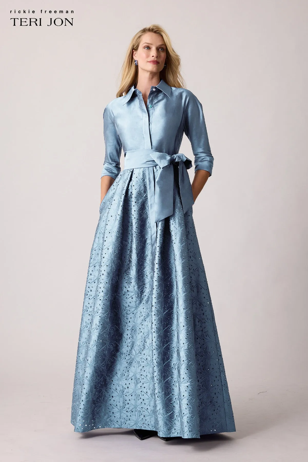 Taffeta Eyelet Shirt Waist Gown